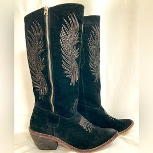 Matisse - Coconuts - Black Suede Cowboy Boots - US Women’s Size 6